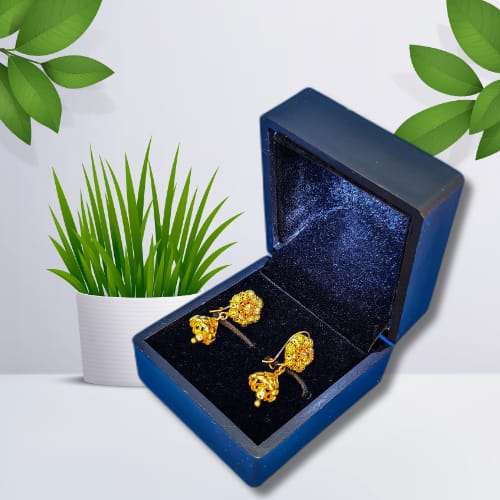 Golden Bloom – Handcrafted Gold-Plated Dangle Earrings